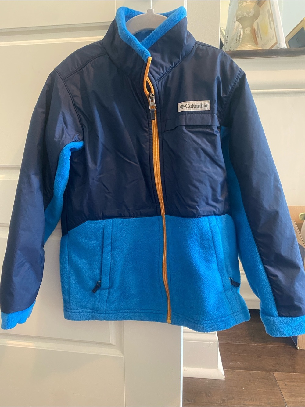 Columbia Kids Navy & Bright Blue Puffer-Fleece Jacket with Yellow Zipper